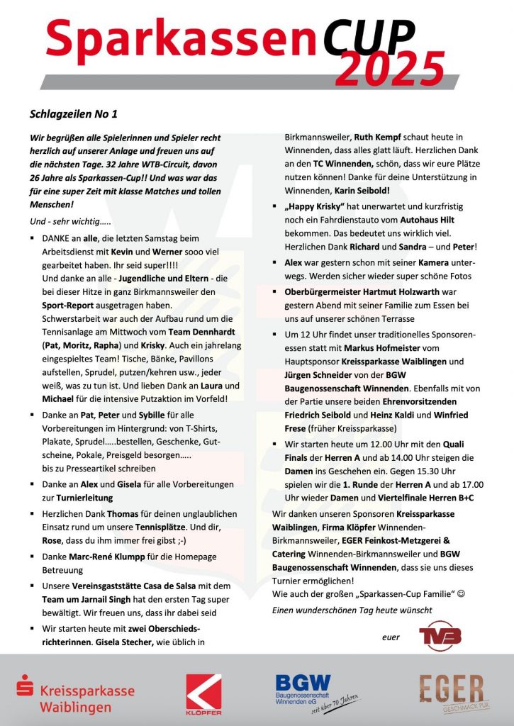 Schlagzeilen Tag 1 2025