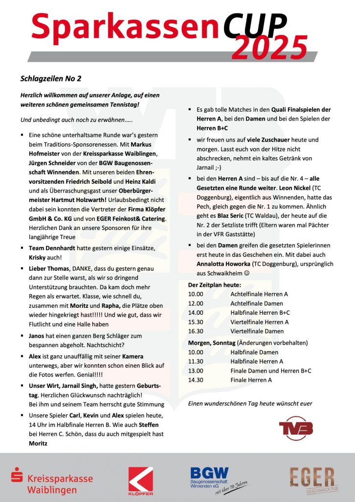 Schlagzeilen Tag 2 2025