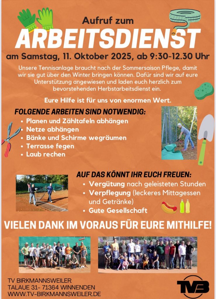Arbeitsdienst Oktober 2025