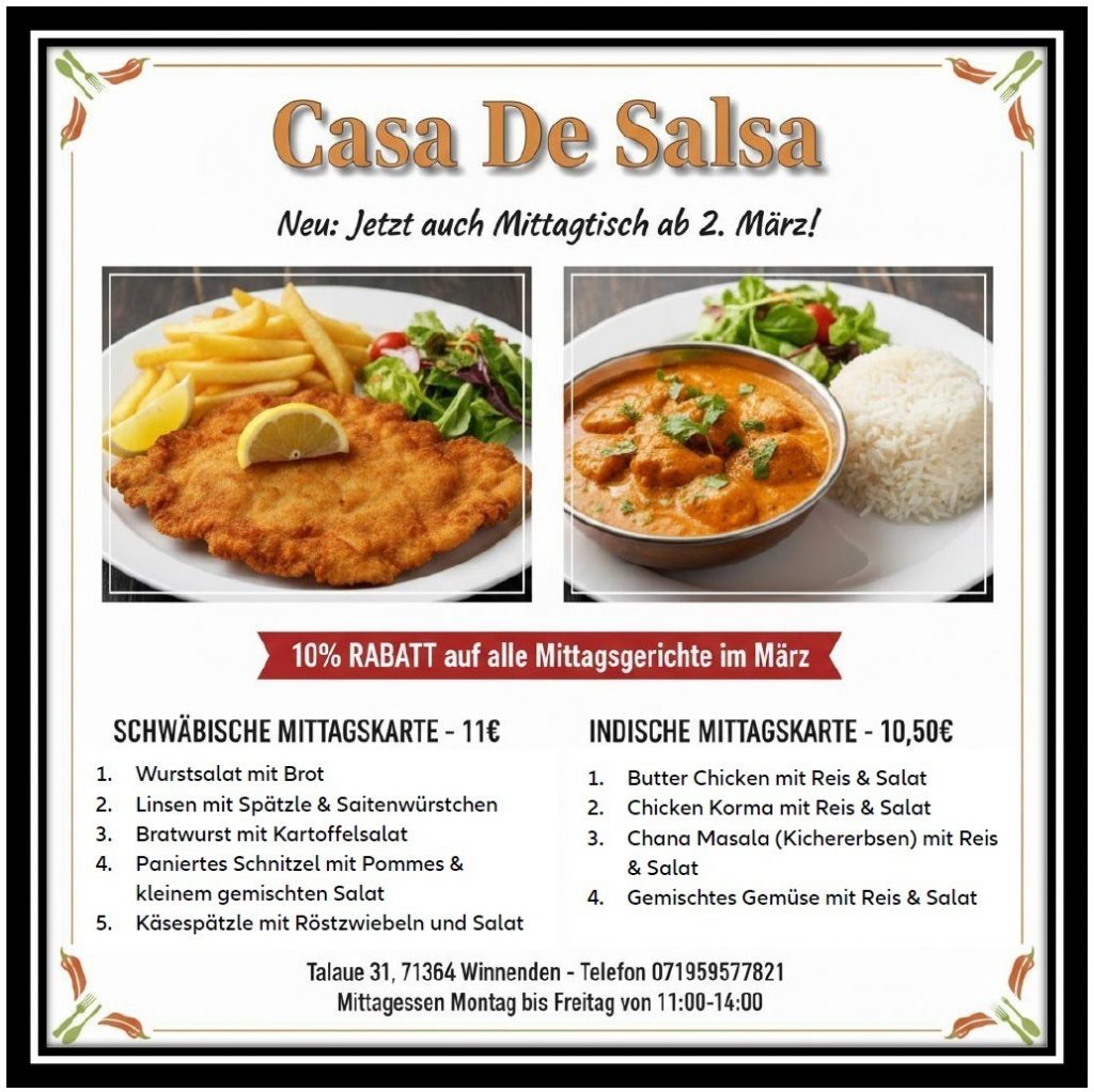 Mittagskarte März 2026