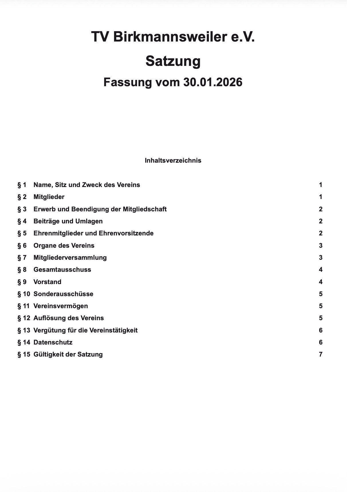 Satzung 2026 Satzung 2026